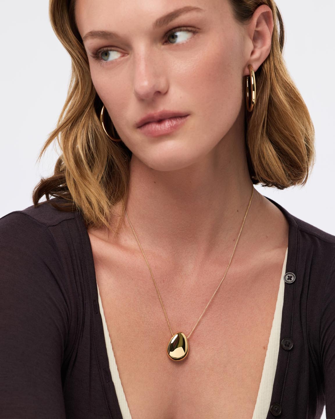 Gold Pendant - Pebble Large by MAVERA