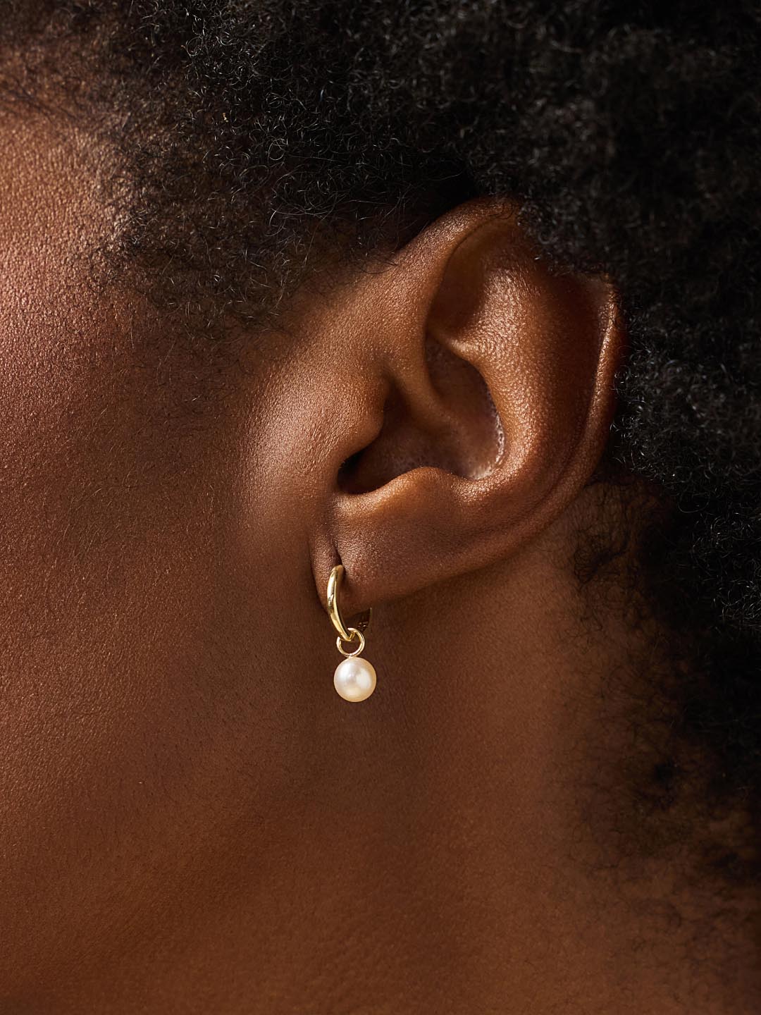 Small Gold Hoop Earrings - Gold Pearl Hoops by MAVERA