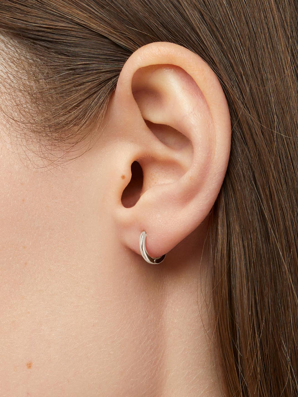 White Gold Hoop Earrings - White Gold Huggie Hoop Earrings by MAVERA