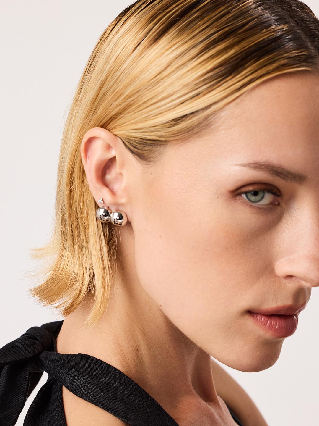 Silver Sphere Hoop Earrings - Mini Abby Silver by MAVERA