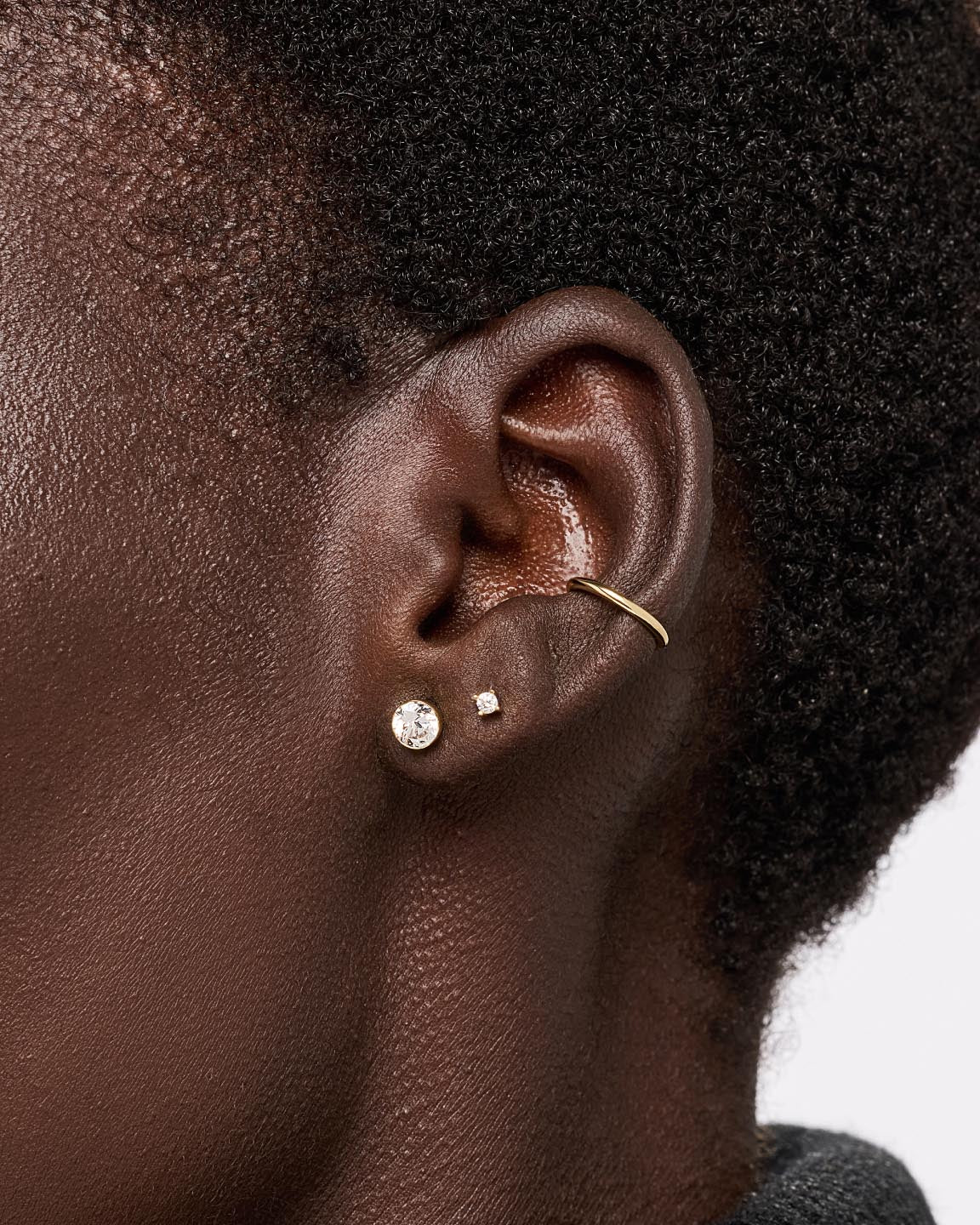 Gold Stud Earrings - Invisible Set Studs Medium by MAVERA