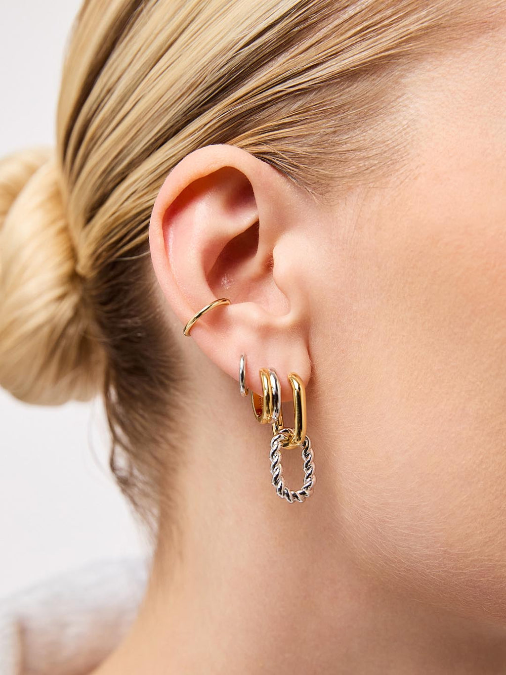 Double Hoop Earrings - Ash Double Two Tone by MAVERA