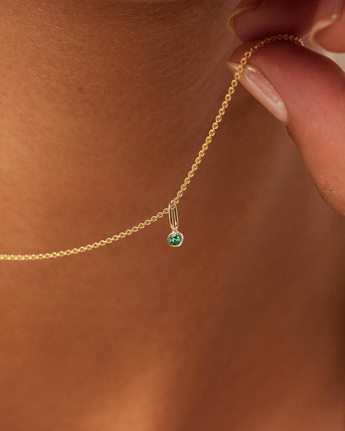 18K gold-plated - Emerald Mini Birthstone Necklace by MAVERA
