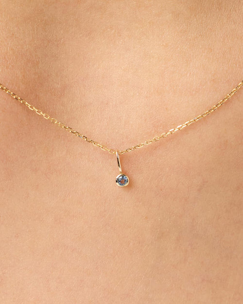 18K gold-plated - London Blue Topaz Mini Birthstone Necklace by MAVERA