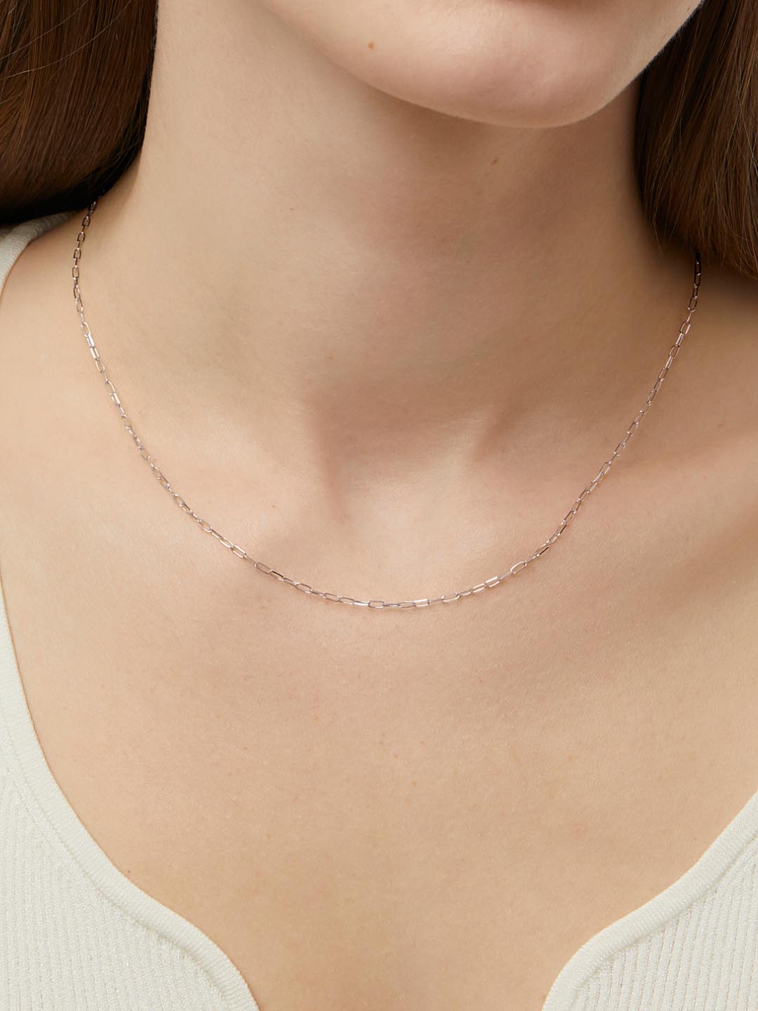 White Gold Chain - White Gold Paperclip Necklace by MAVERA