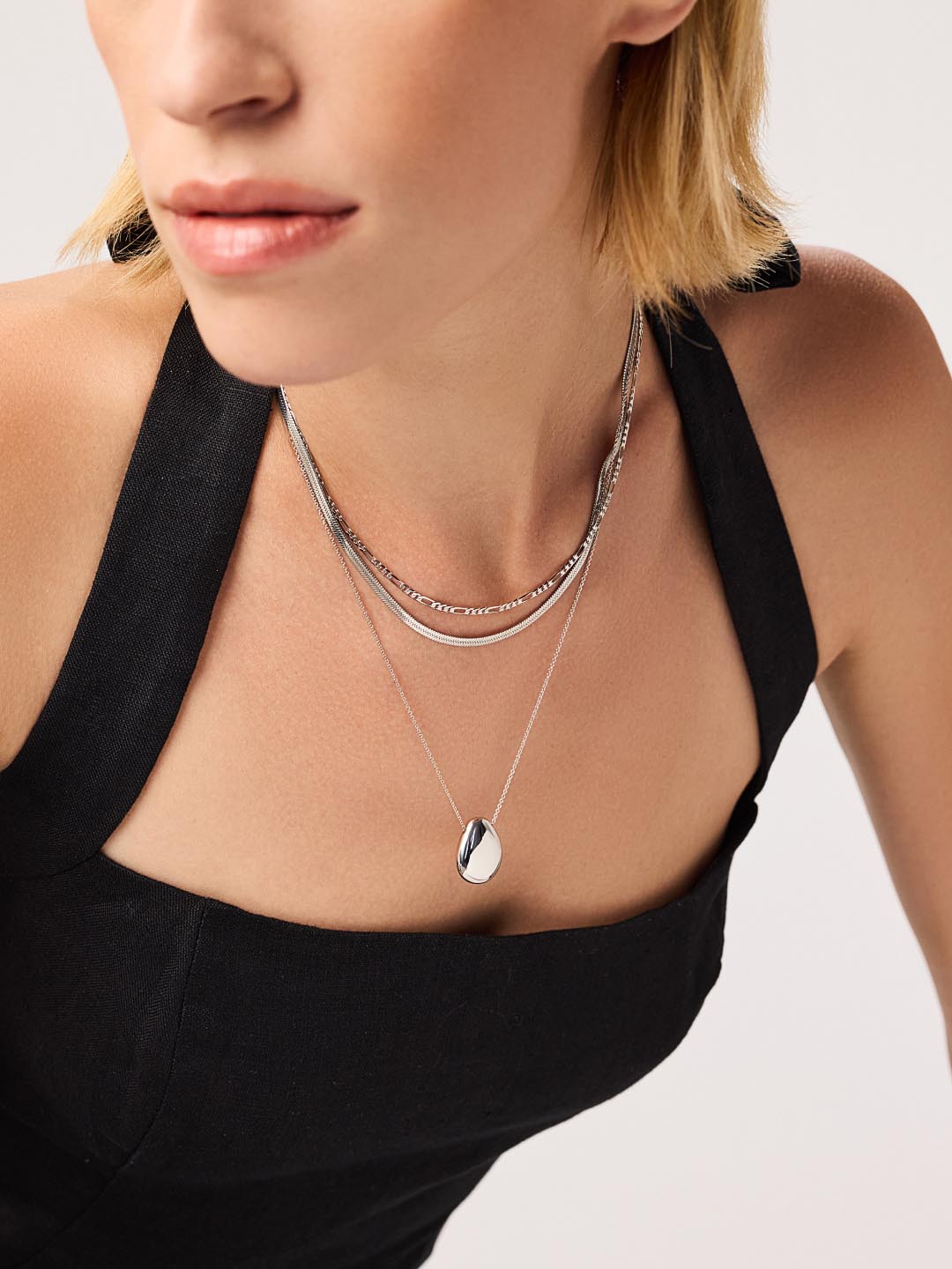 Silver Pendant Necklace - Pebble Silver by MAVERA