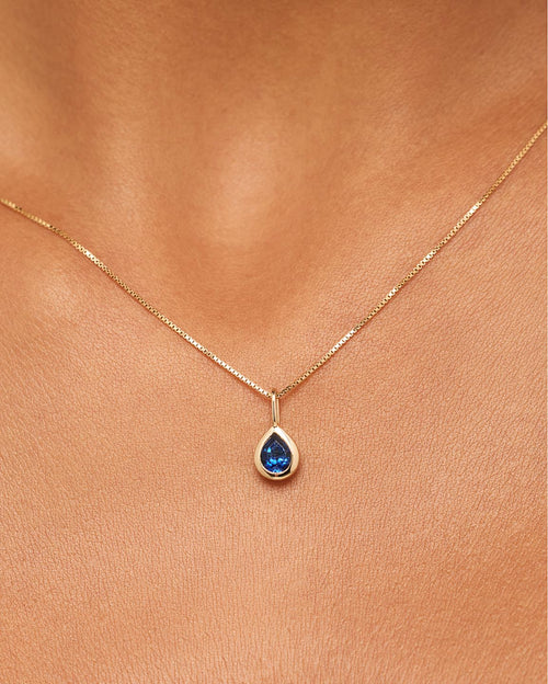 18K gold-plated - Light Blue Sapphire Teardrop Necklace by MAVERA