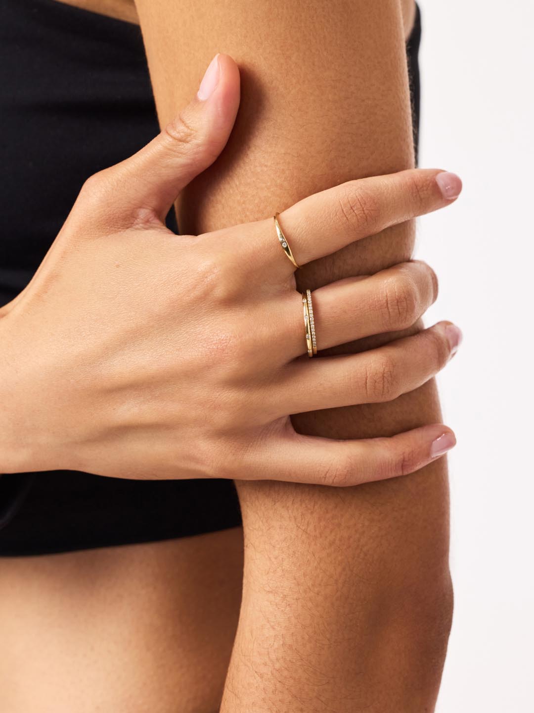 Gold Band Ring - Diamond Station Ring by MAVERA