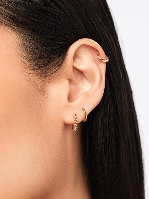 18K gold-plated - Gold Bead Hoops Small by MAVERA