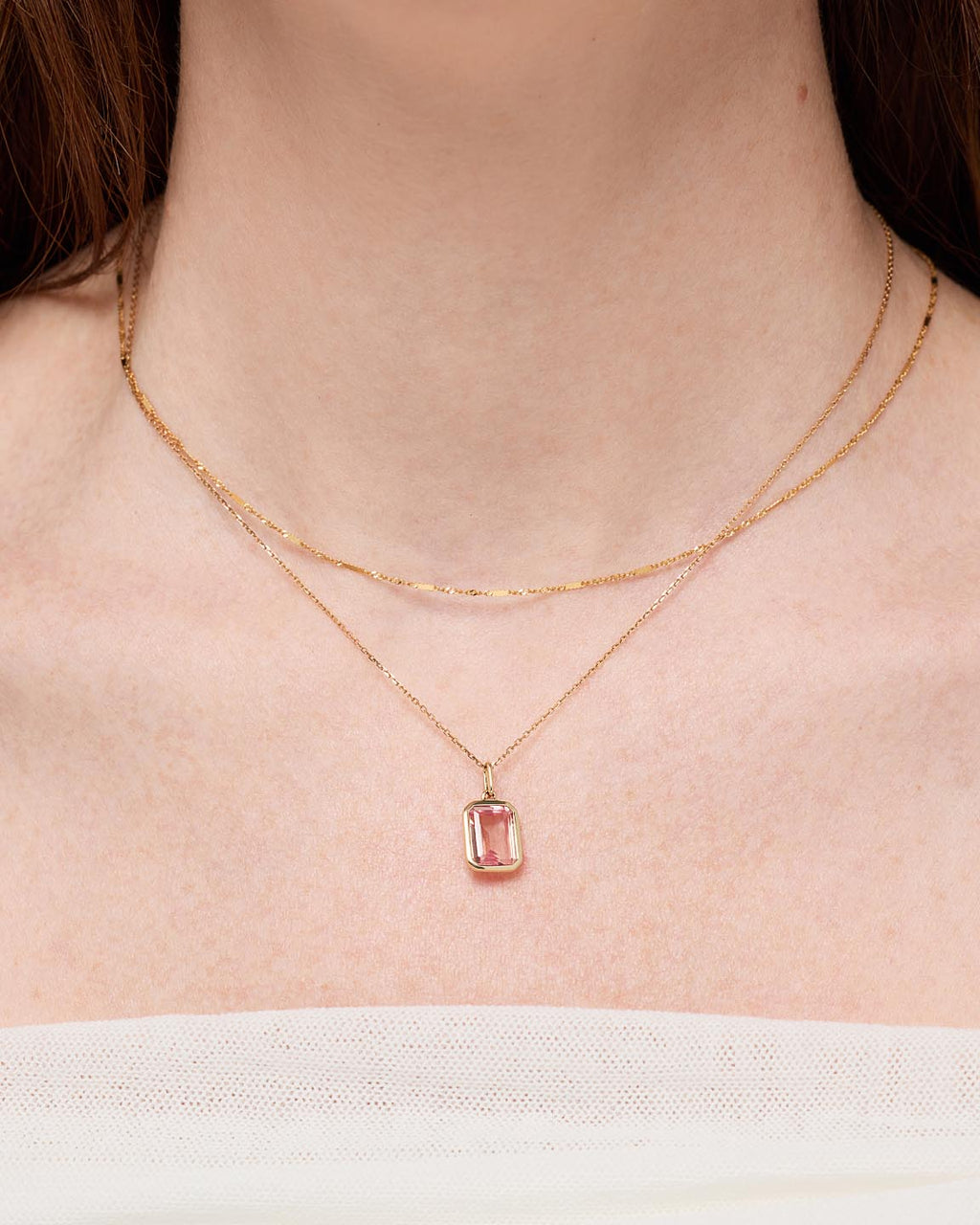 18K gold-plated - Light Pink Sapphire Spritz Necklace by MAVERA