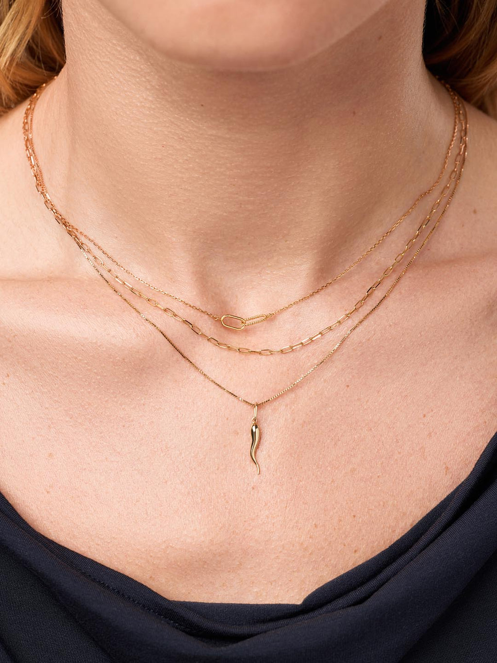 18K gold-plated - Italian Horn Charm Necklace by MAVERA