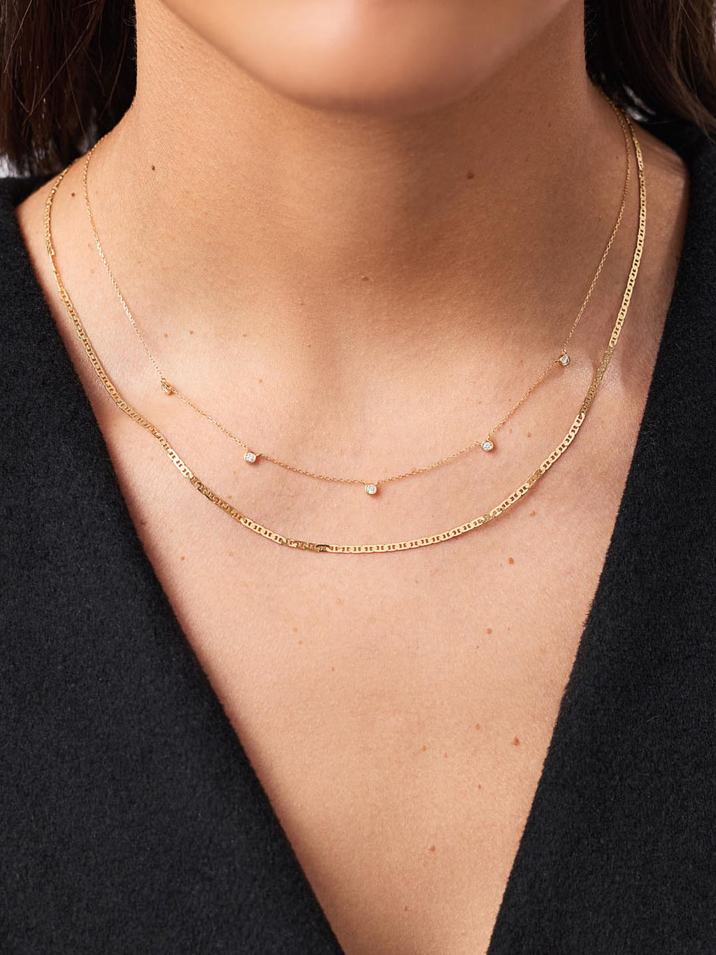 18K gold-plated - Flat Mariner Chain Necklace by MAVERA