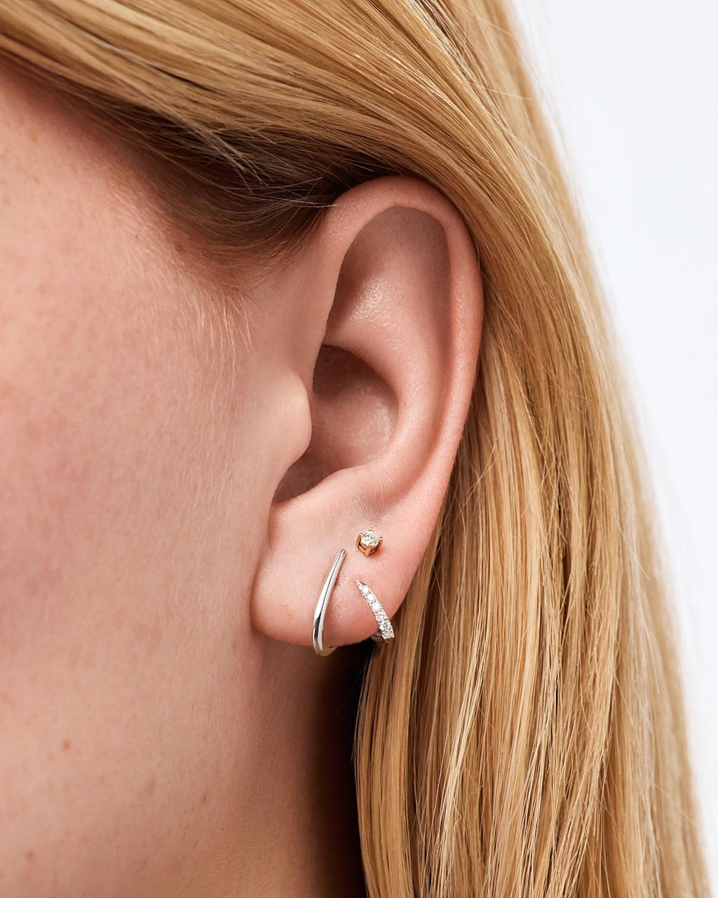 18K gold-plated - Diamond Aurora Huggie Studs by MAVERA
