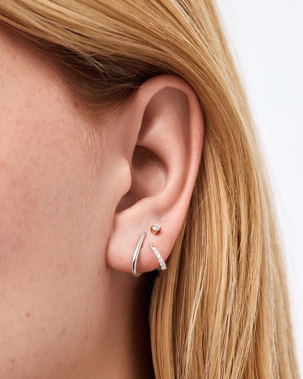 18K gold-plated - Diamond Aurora Huggie Studs by MAVERA