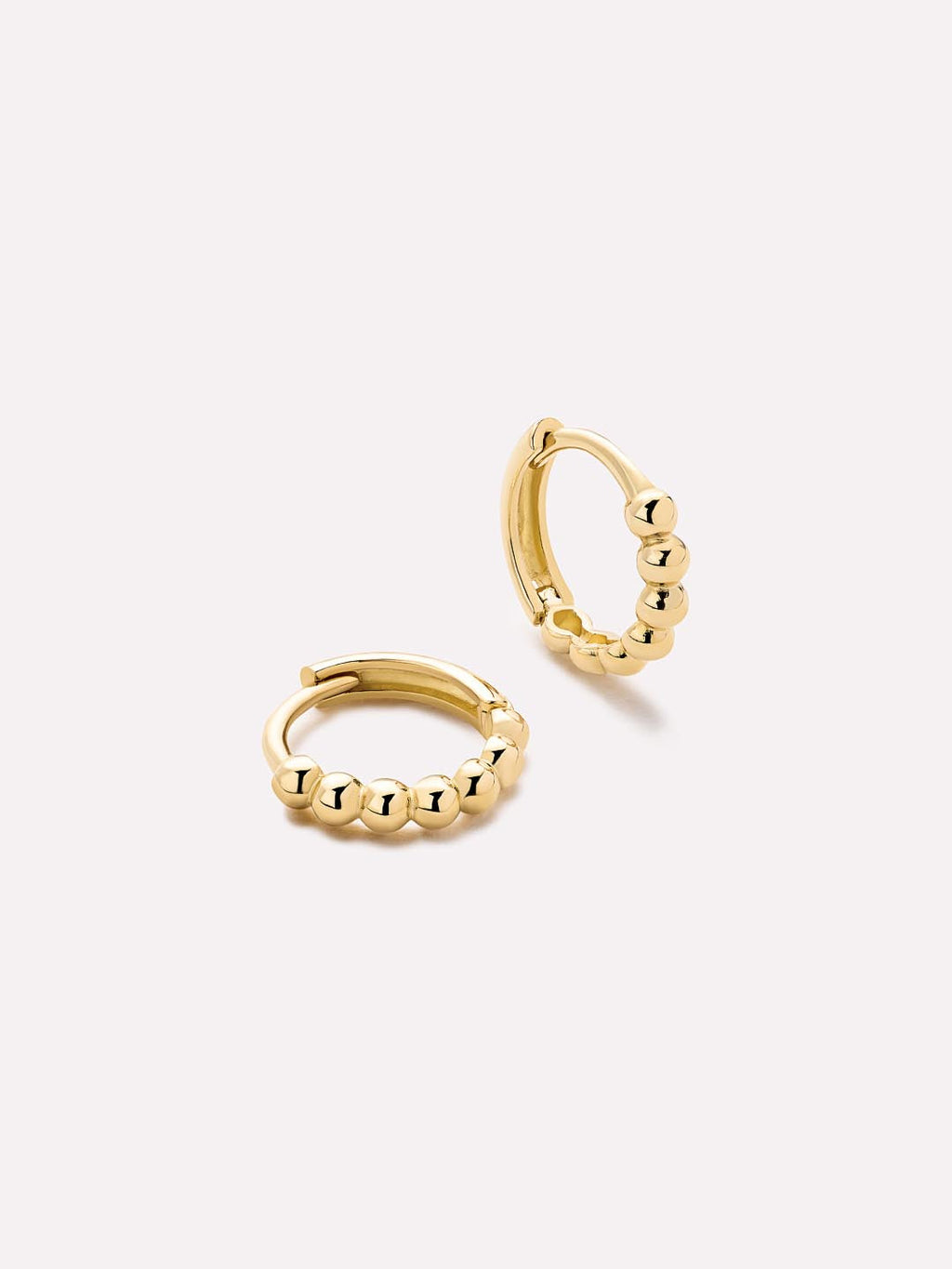 Small Gold Hoop Earrings - Gold Bead Huggie Hoops by MAVERA