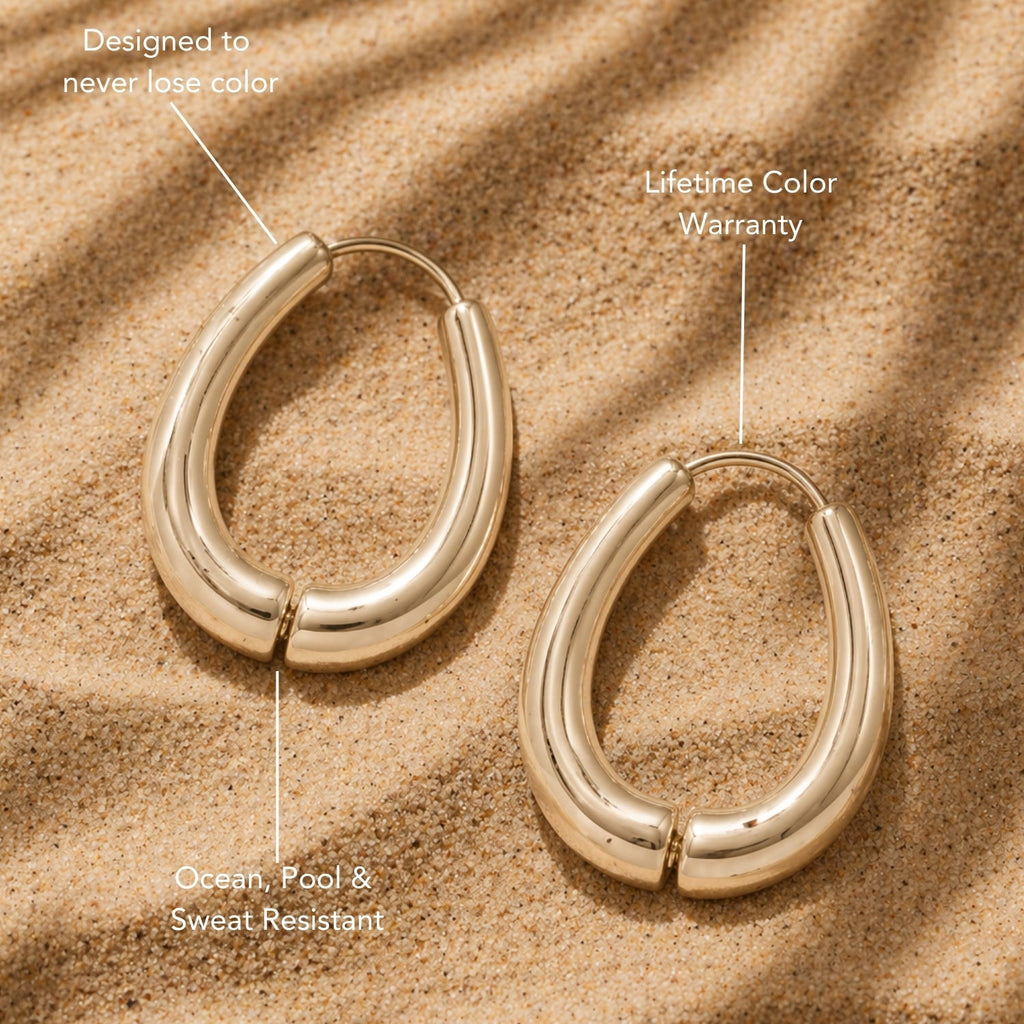 14K Gold Drop Earrings Waterproof And Tarnish Resistant