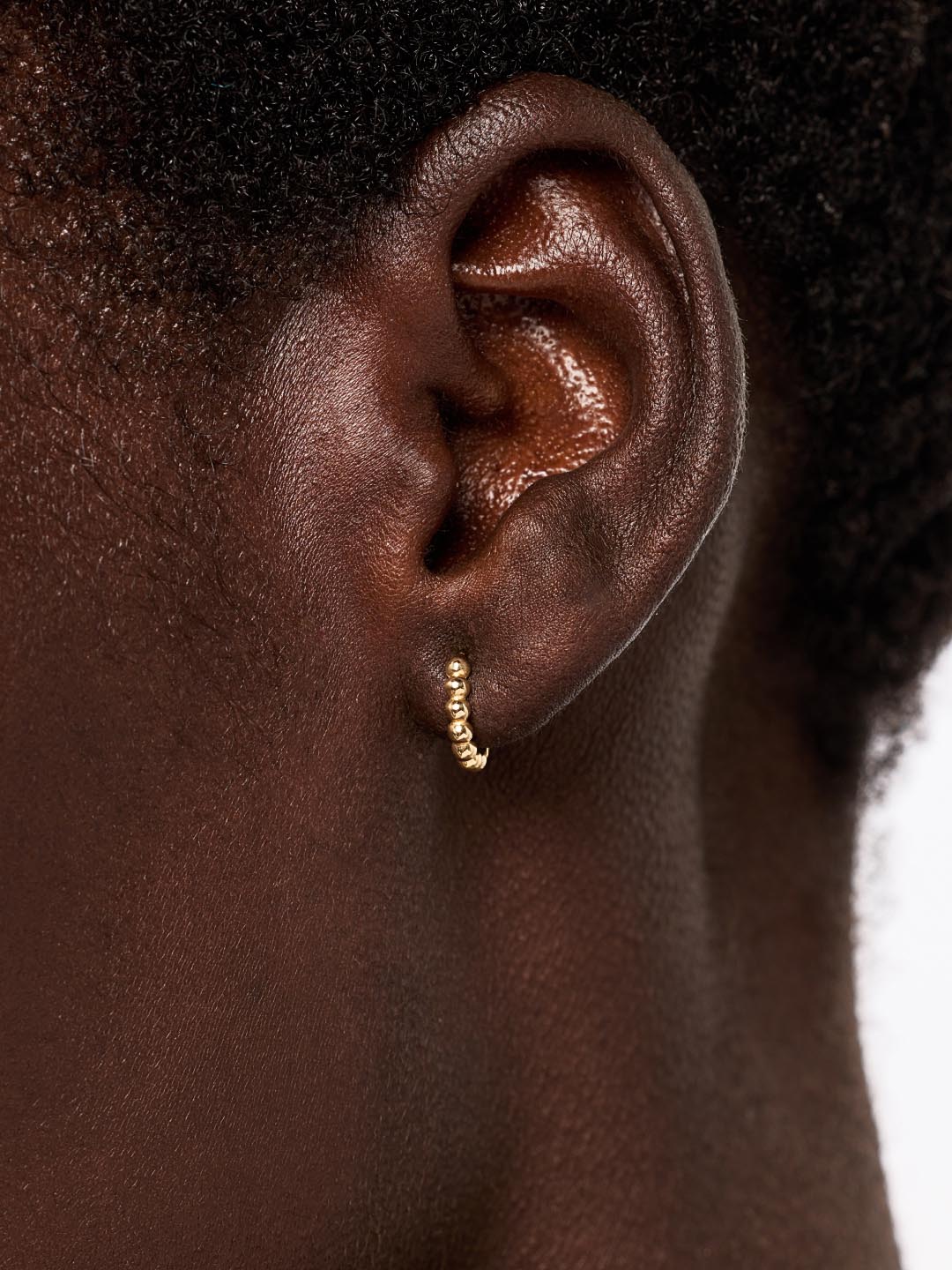 Small Gold Hoop Earrings - Gold Bead Huggie Hoops by MAVERA