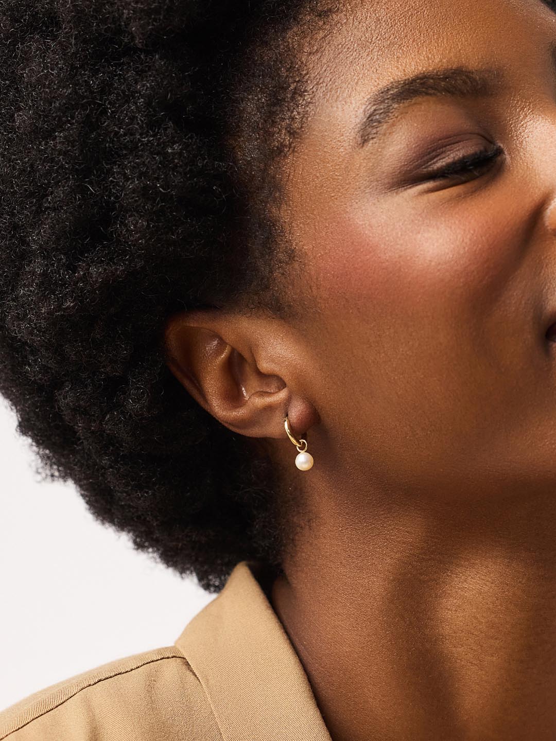 Small Gold Hoop Earrings - Gold Pearl Hoops by MAVERA