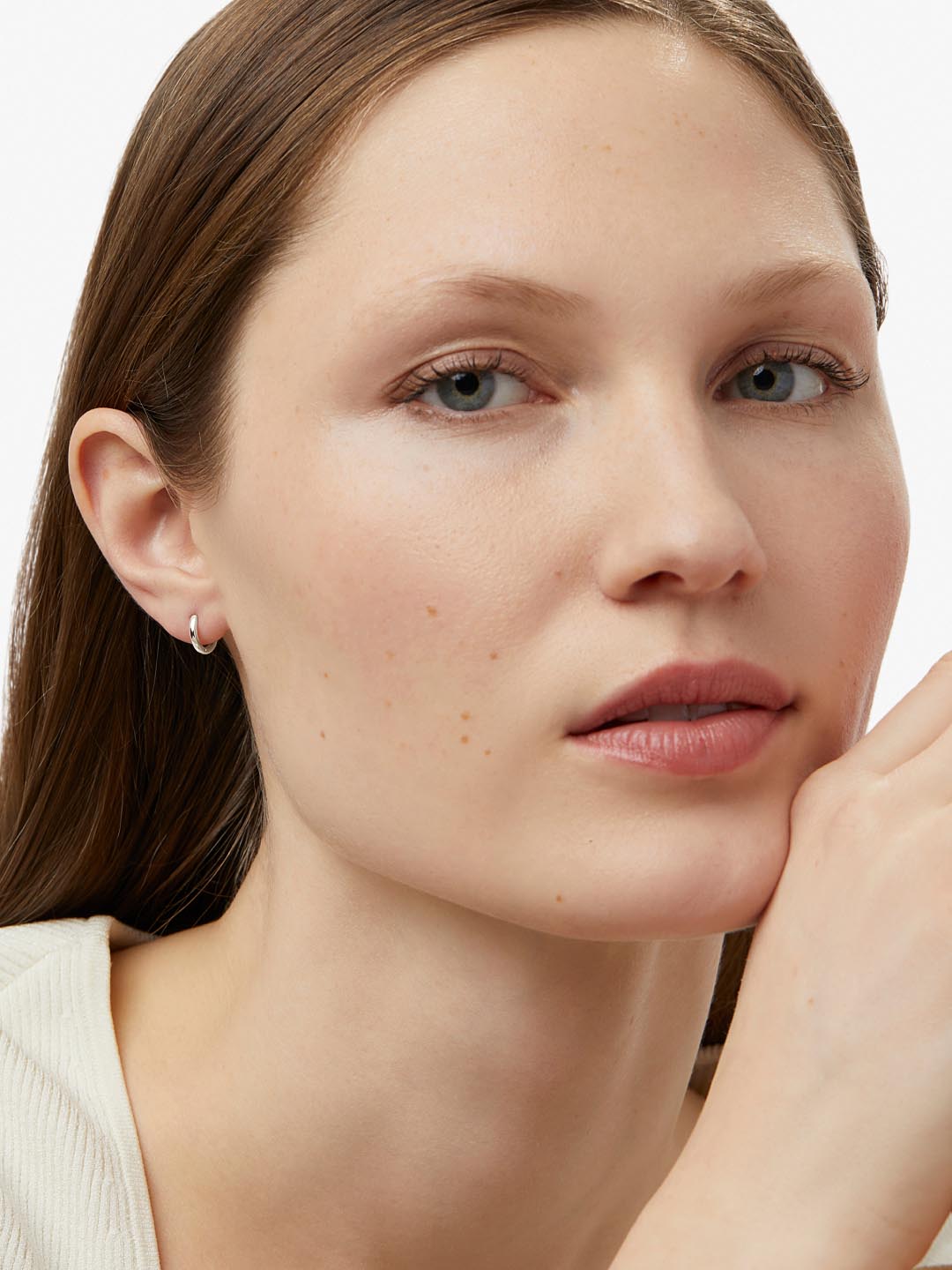 White Gold Hoop Earrings - White Gold Huggie Hoop Earrings by MAVERA