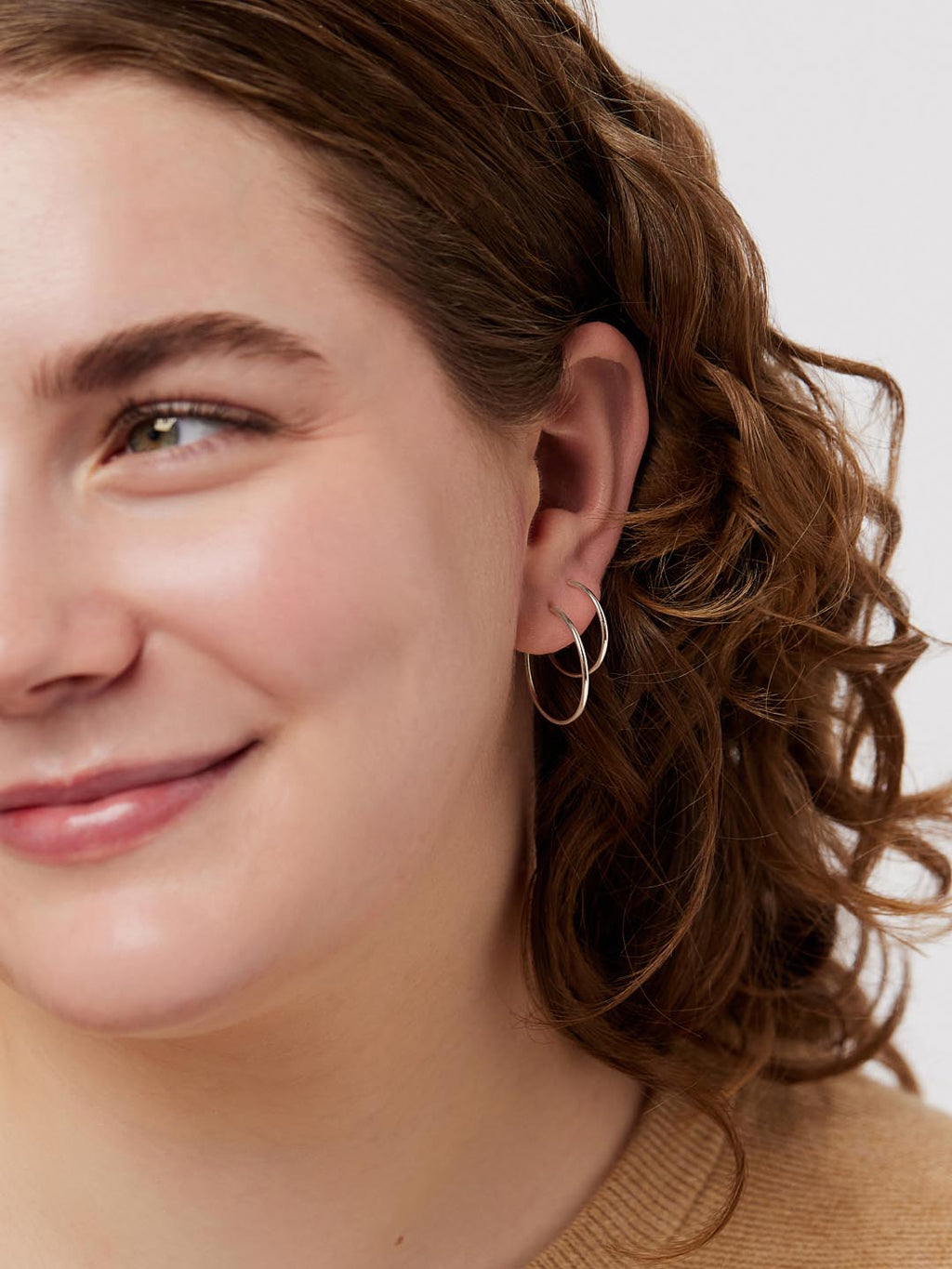 White Gold Hoop Earrings - White Gold Slim Hoops Set by MAVERA