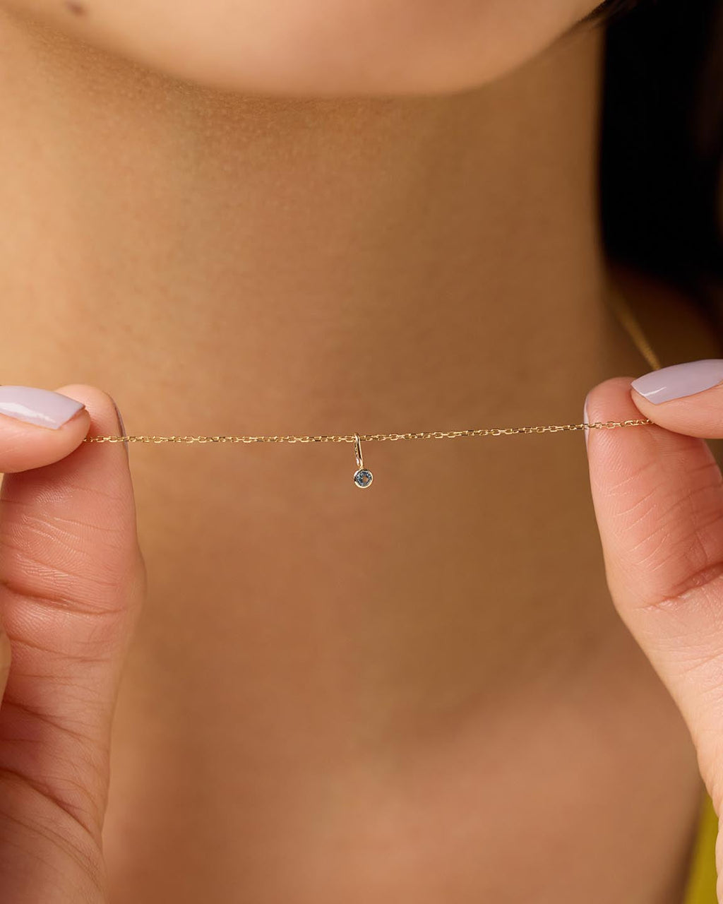 18K gold-plated - London Blue Topaz Mini Birthstone Necklace by MAVERA