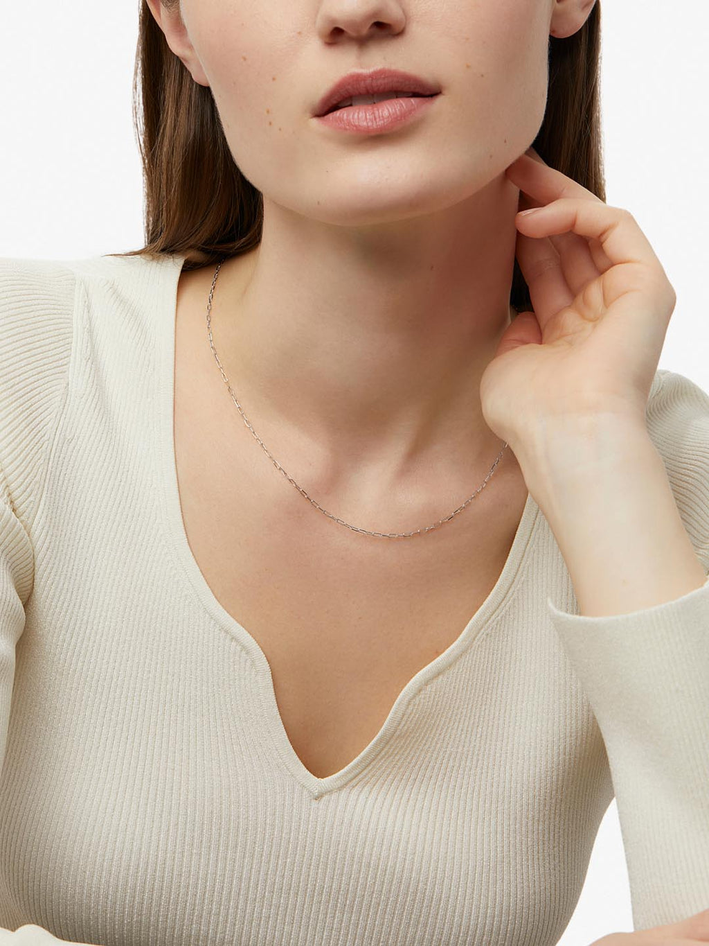 White Gold Chain - White Gold Paperclip Necklace by MAVERA
