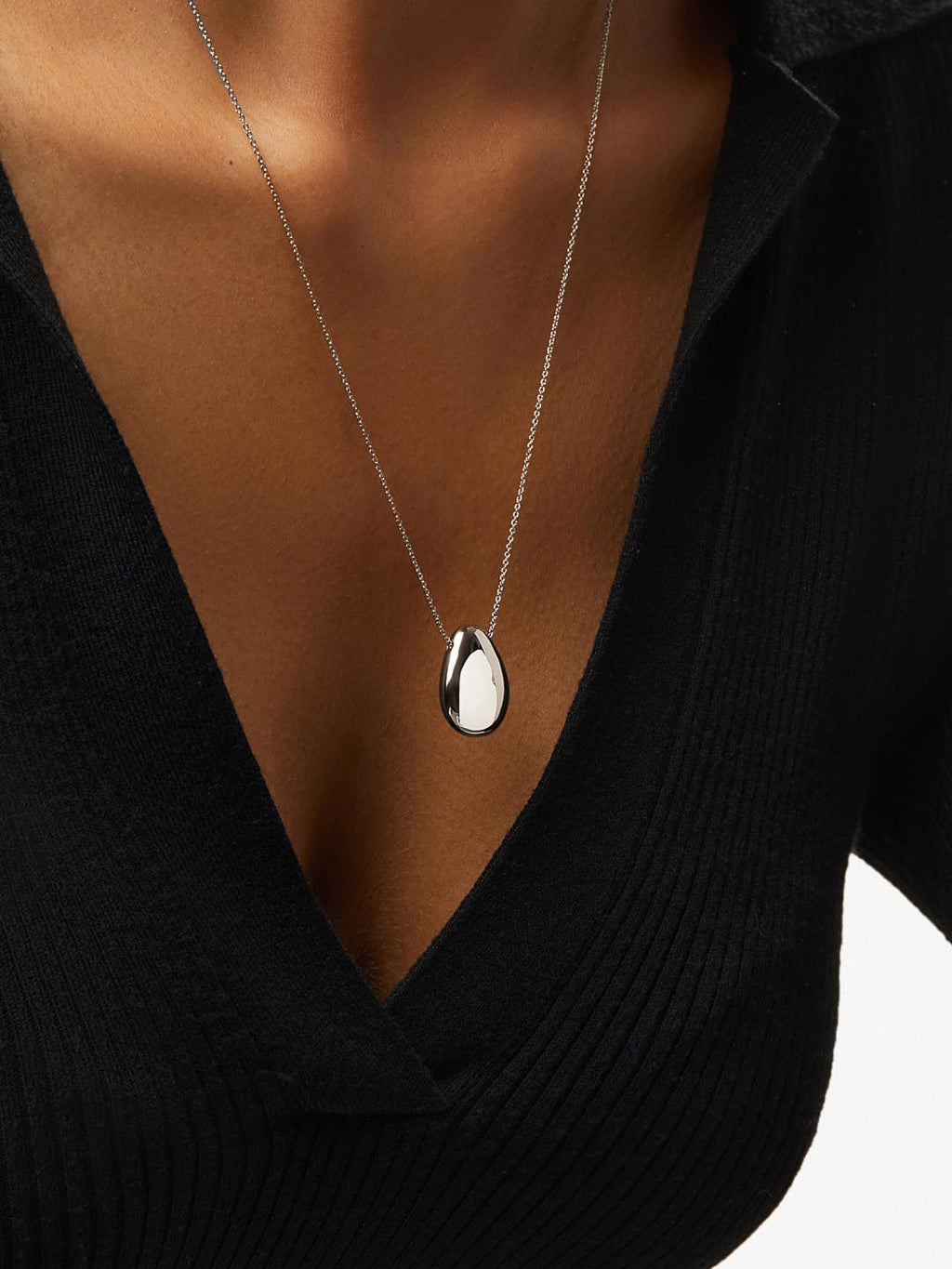 Silver Pendant Necklace - Pebble Silver by MAVERA
