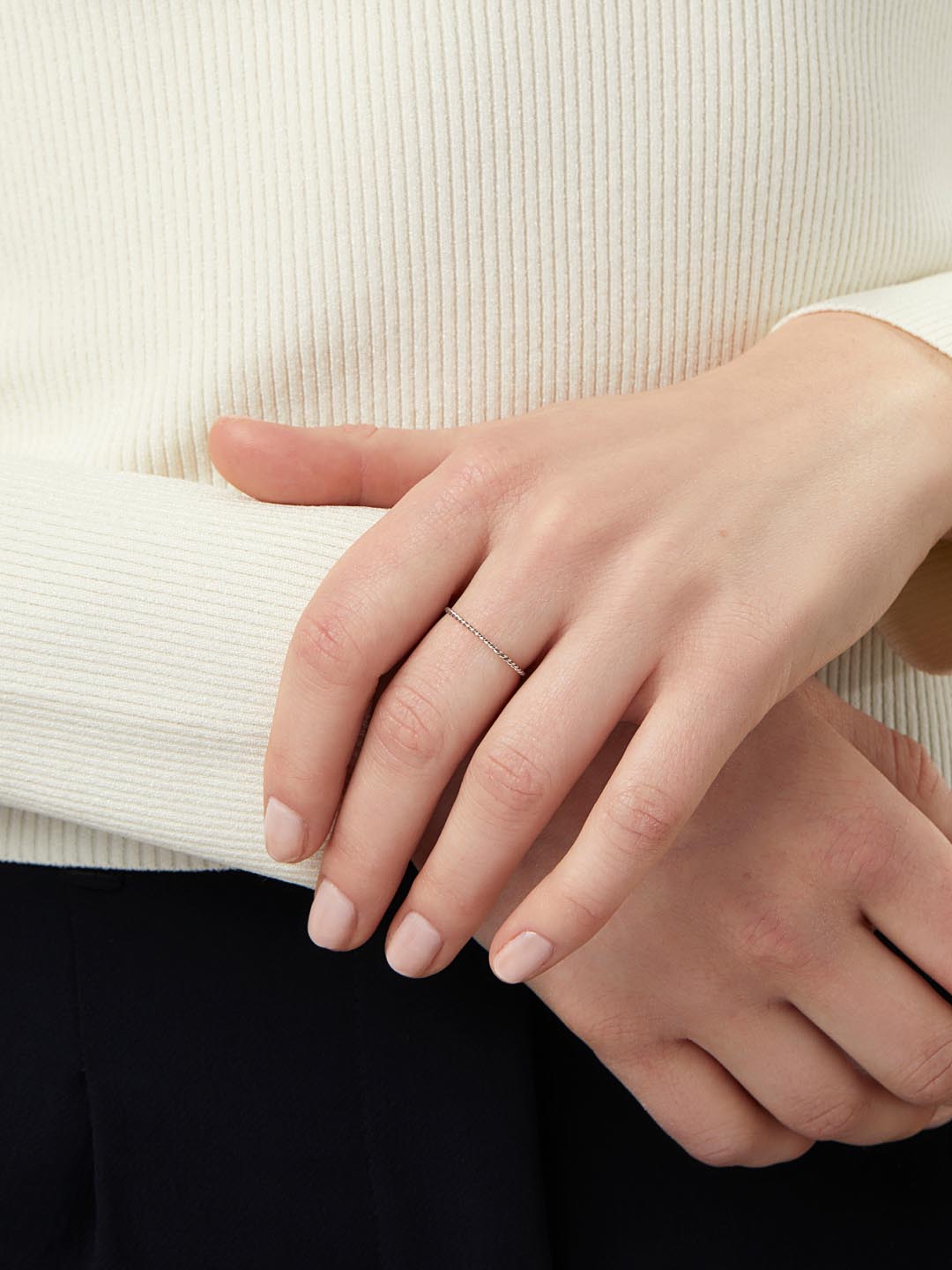 White Gold Ring - White Gold Twist Ring by MAVERA