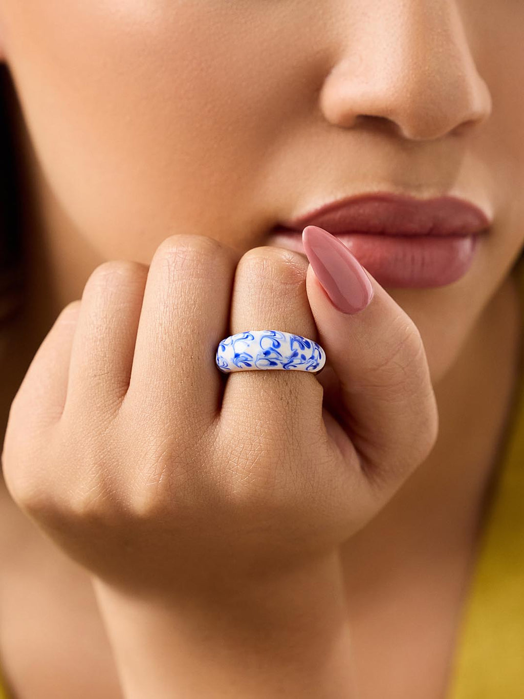 Enamel Ring - Wrenley Marble Blue by MAVERA