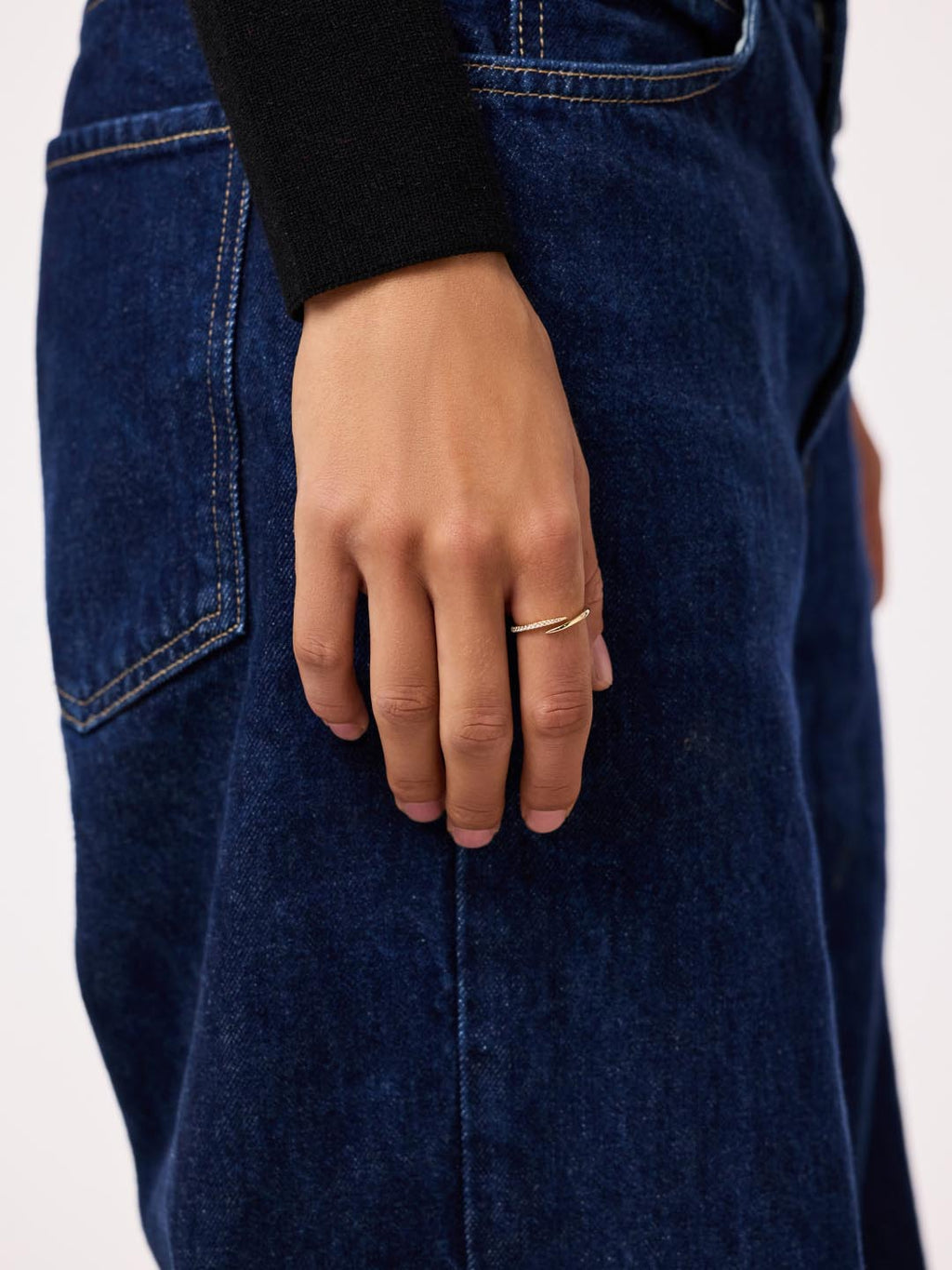 Gold Band Ring - Diamond Bypass Ring by MAVERA