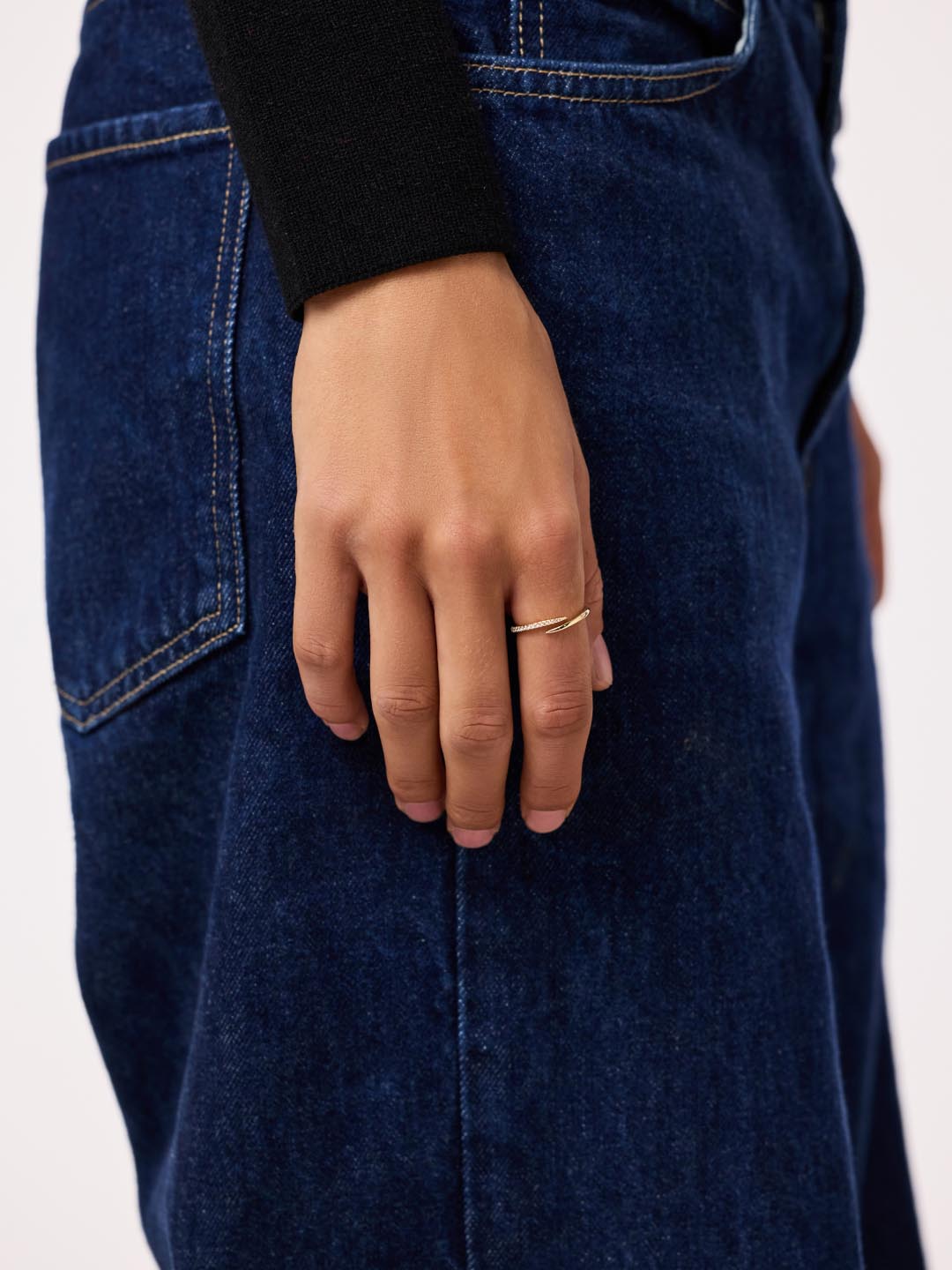 Gold Band Ring - Diamond Bypass Ring by MAVERA