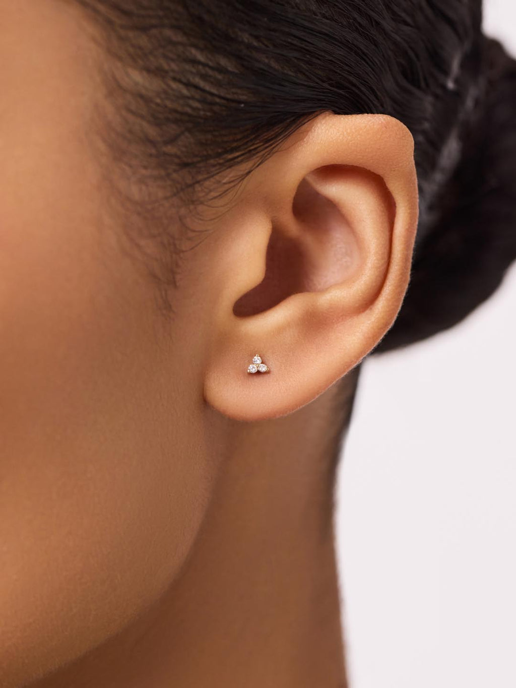 Gold Stud Earrings - Diamond Trefoil Studs by MAVERA