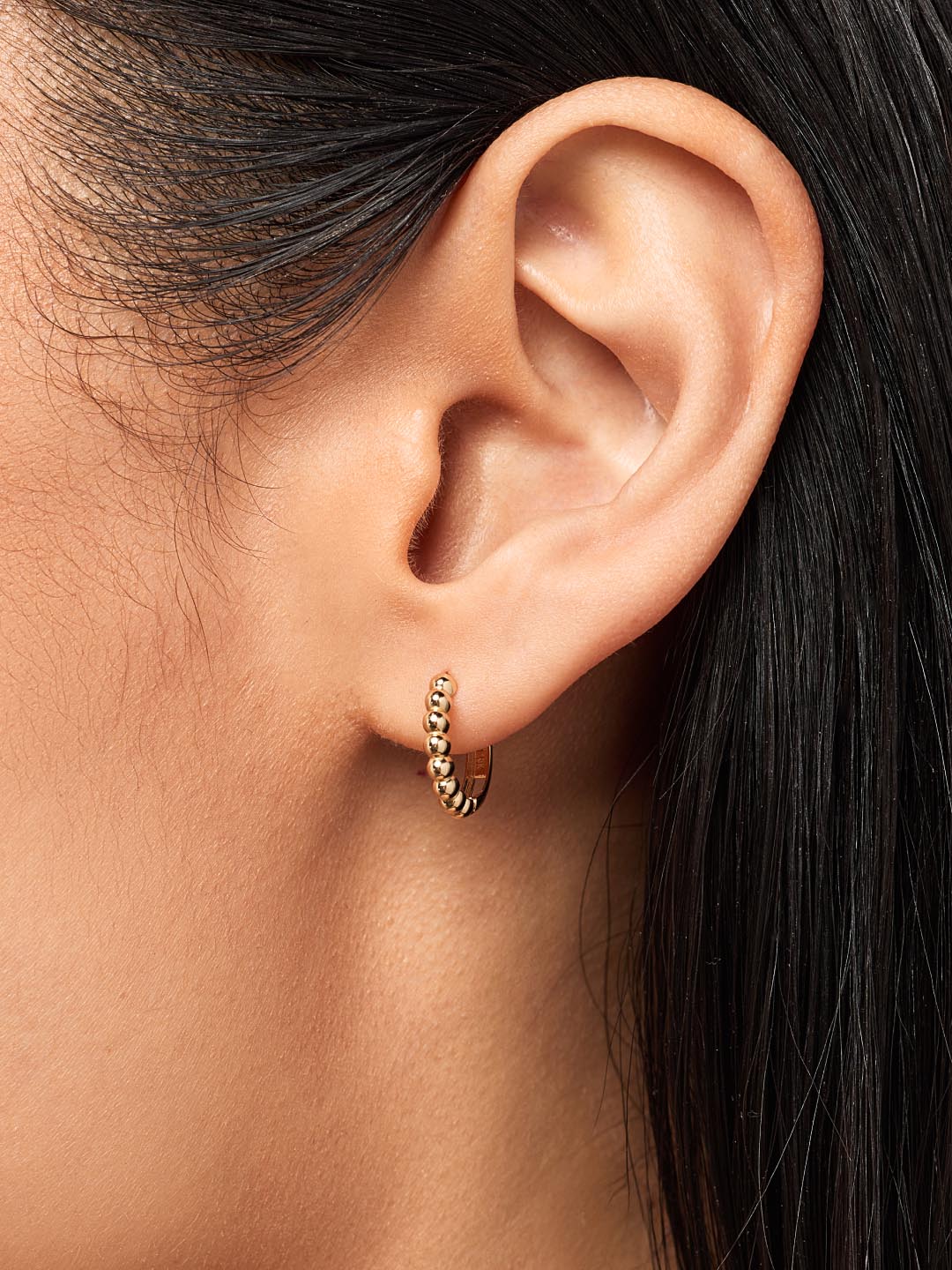 18K gold-plated - Gold Bead Hoops Small by MAVERA