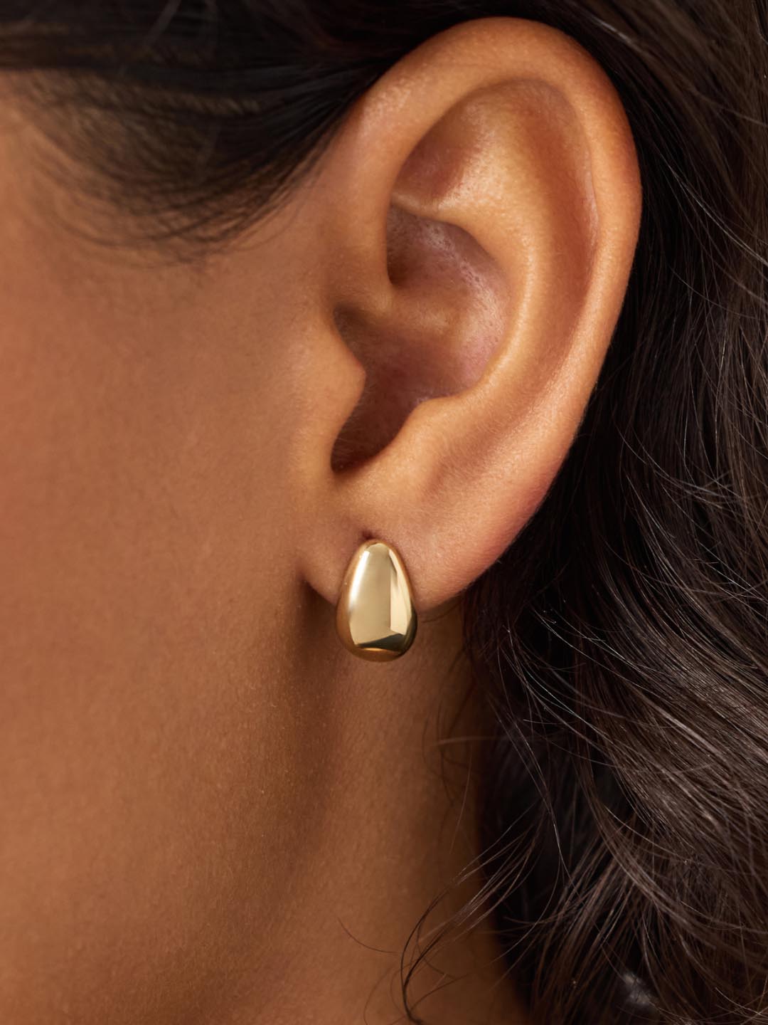 Gold Stud Earrings - Gold Teardrop Huggie Studs by MAVERA