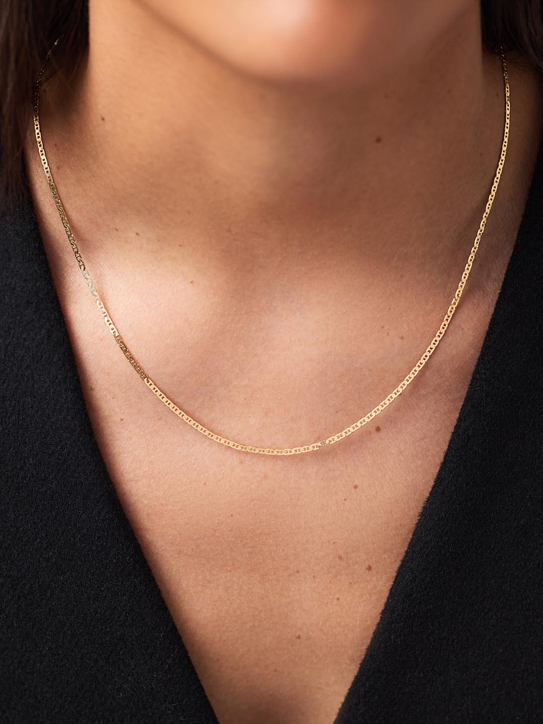 18K gold-plated - Flat Mariner Chain Necklace by MAVERA