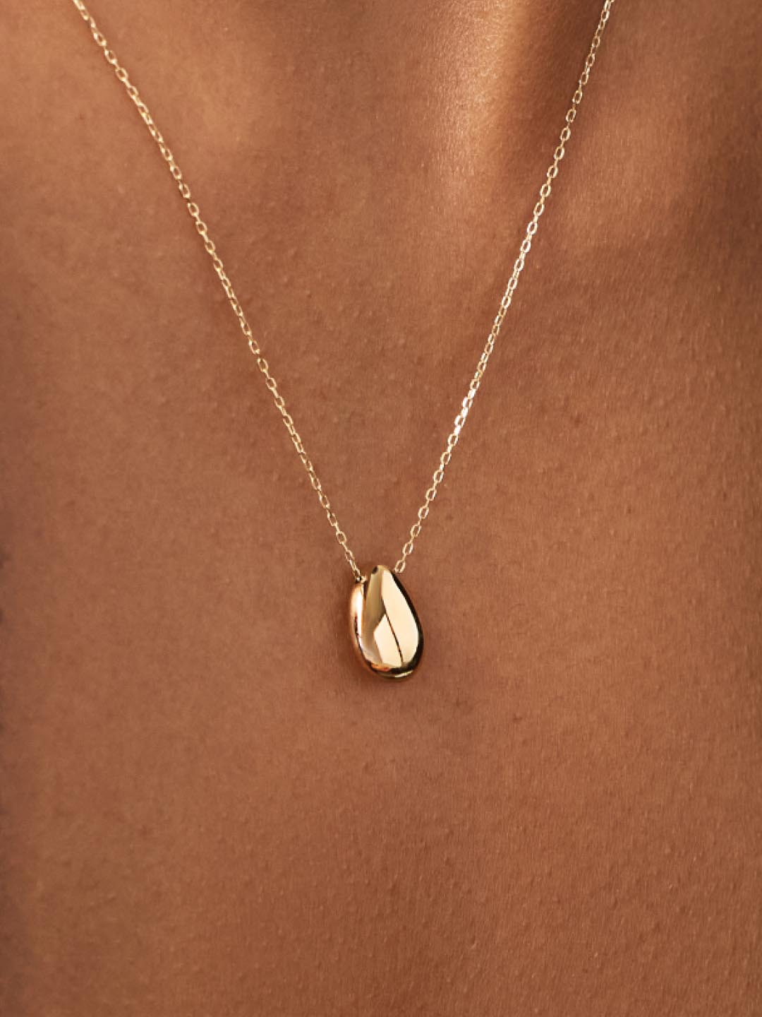 Gold Pendant Necklace - Gold Teardrop Necklace by MAVERA
