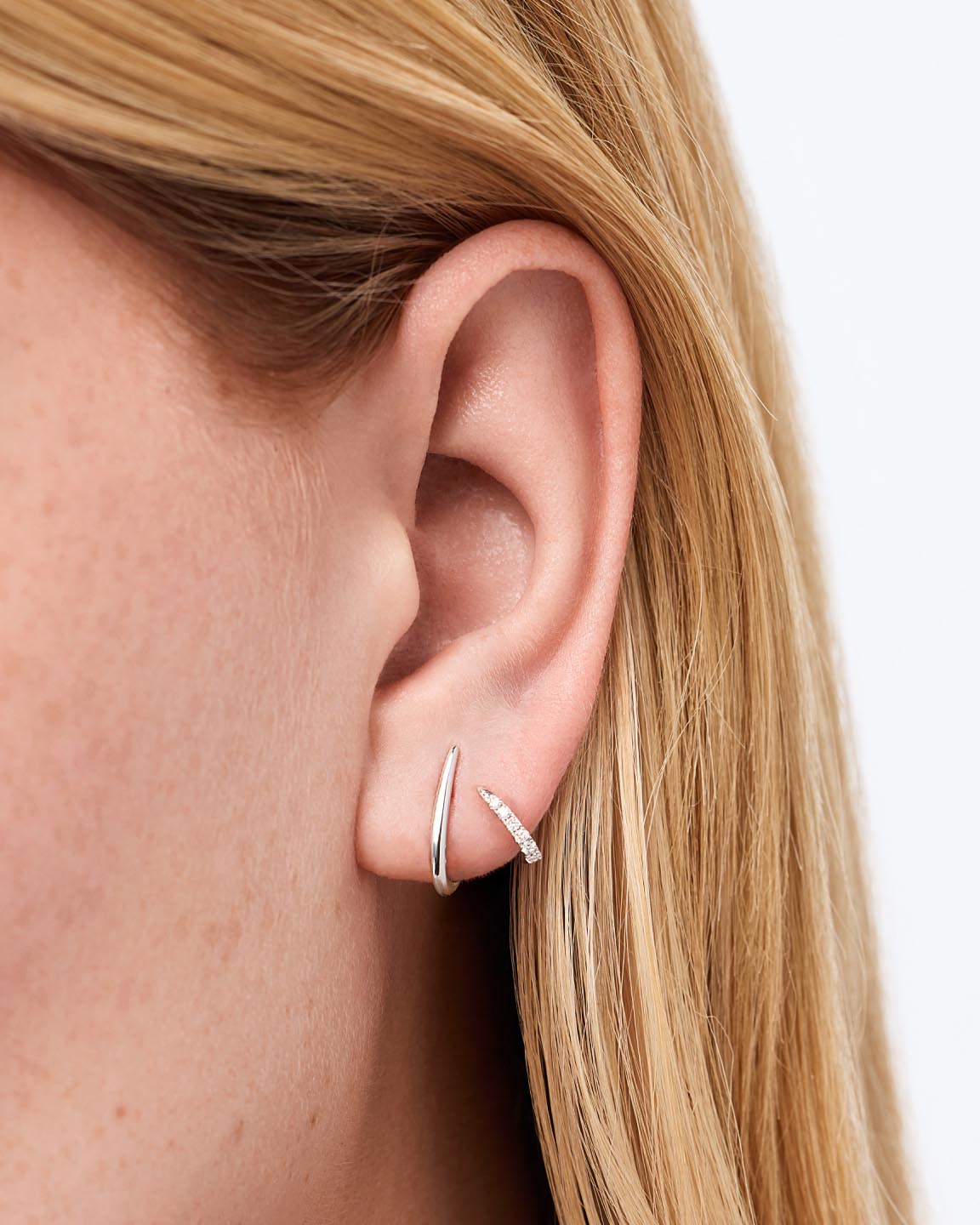 18K gold-plated - Diamond Aurora Huggie Studs by MAVERA