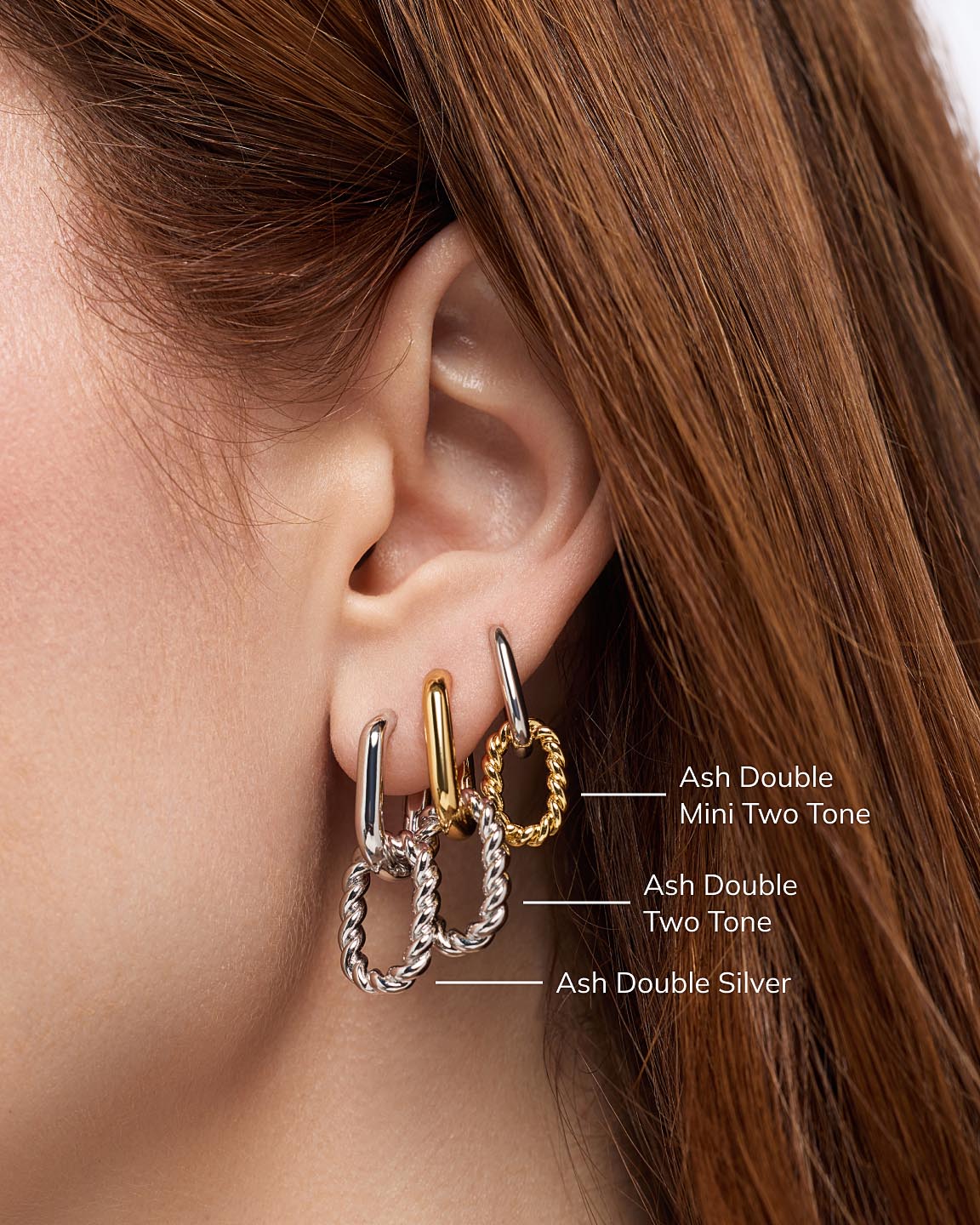 Double Hoop Earrings - Ash Double Two Tone by MAVERA