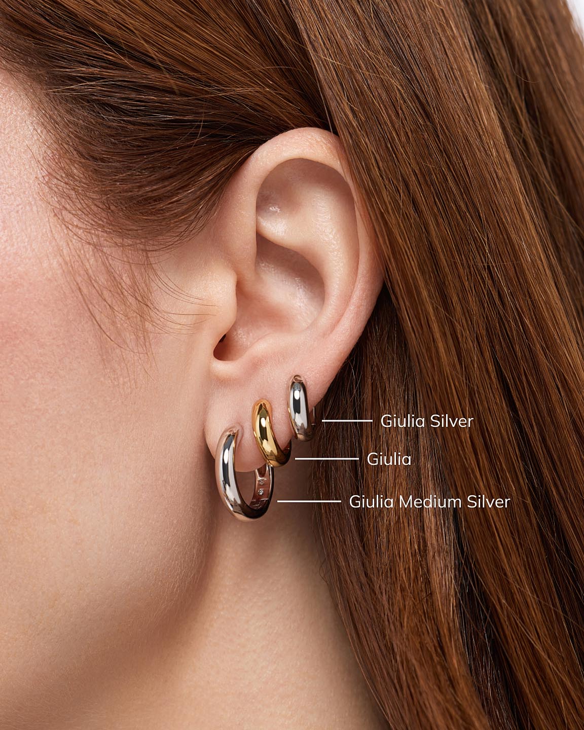 Silver Hoop Earrings - Giulia Medium Silver by MAVERA