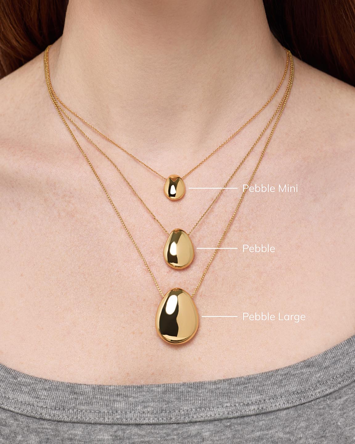 Gold Pendant - Pebble Large by MAVERA