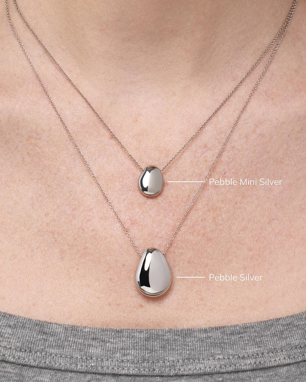 Silver Pendant Necklace - Pebble Silver by MAVERA