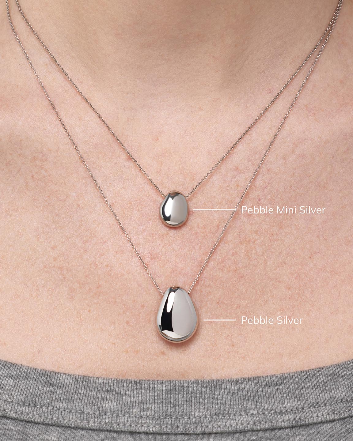 Silver Pendant Necklace - Pebble Silver by MAVERA