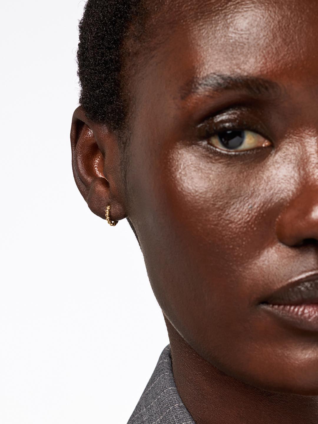 Small Gold Hoop Earrings - Gold Bead Huggie Hoops by MAVERA