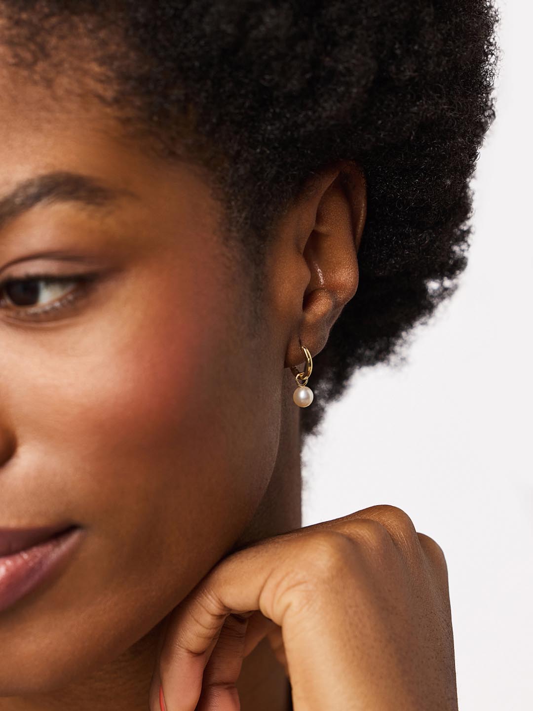 Small Gold Hoop Earrings - Gold Pearl Hoops by MAVERA