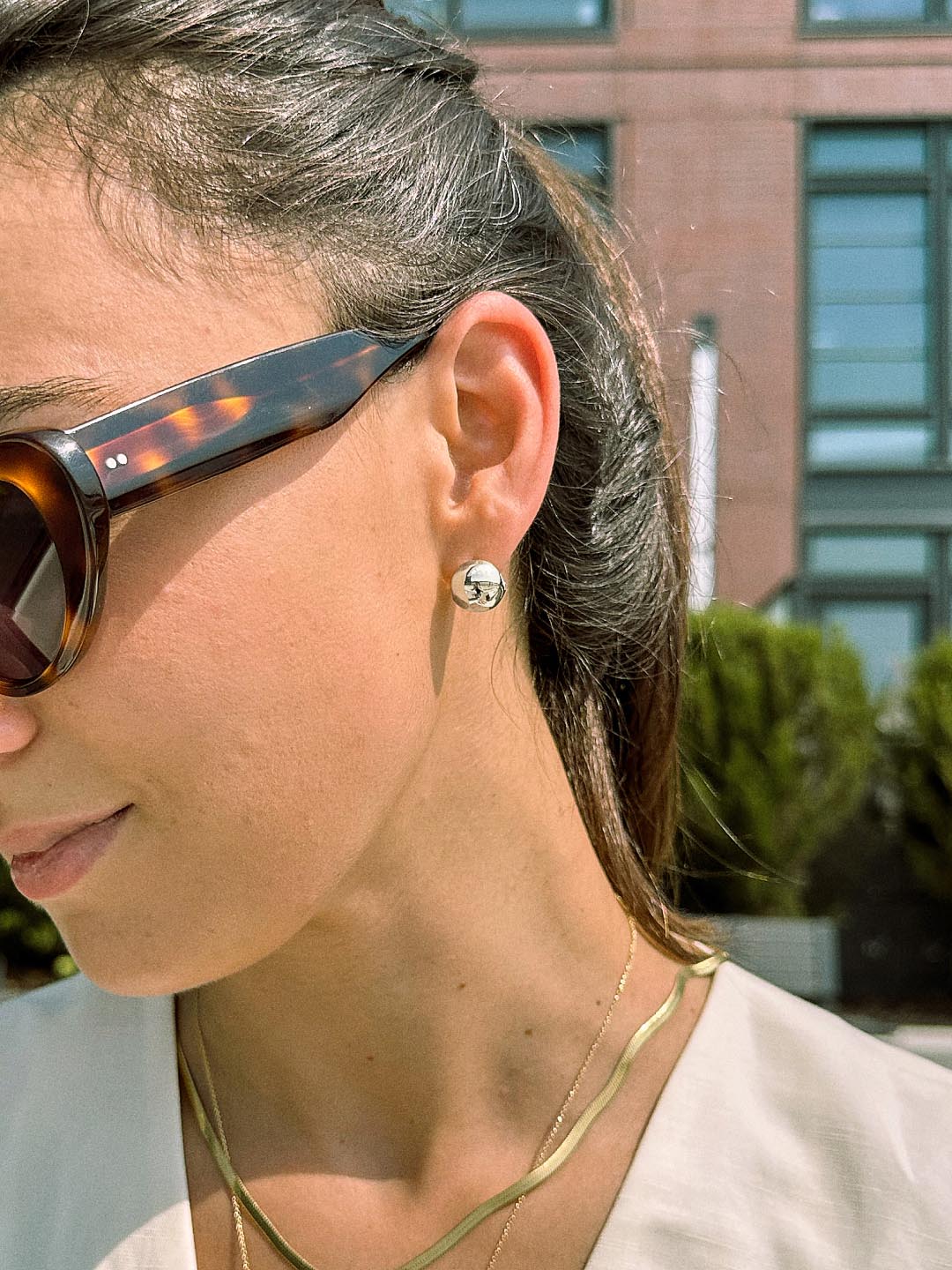 Silver Sphere Hoop Earrings - Mini Abby Silver by MAVERA