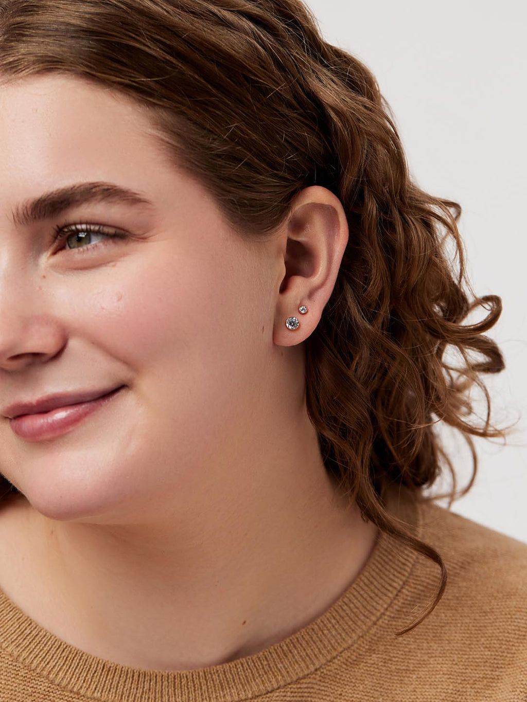 Gold Stud Earrings - Invisible Set Studs Small by MAVERA