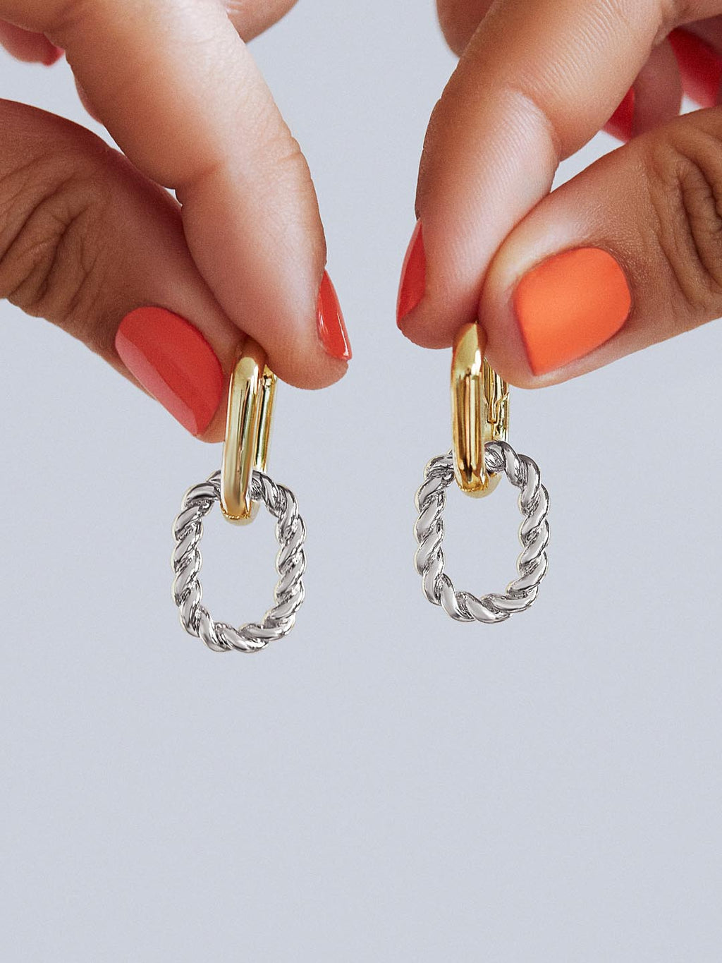 Double Hoop Earrings - Ash Double Two Tone by MAVERA