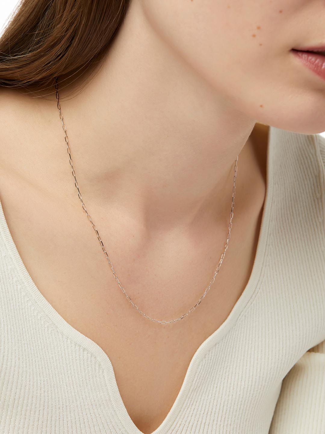 White Gold Chain - White Gold Paperclip Necklace by MAVERA