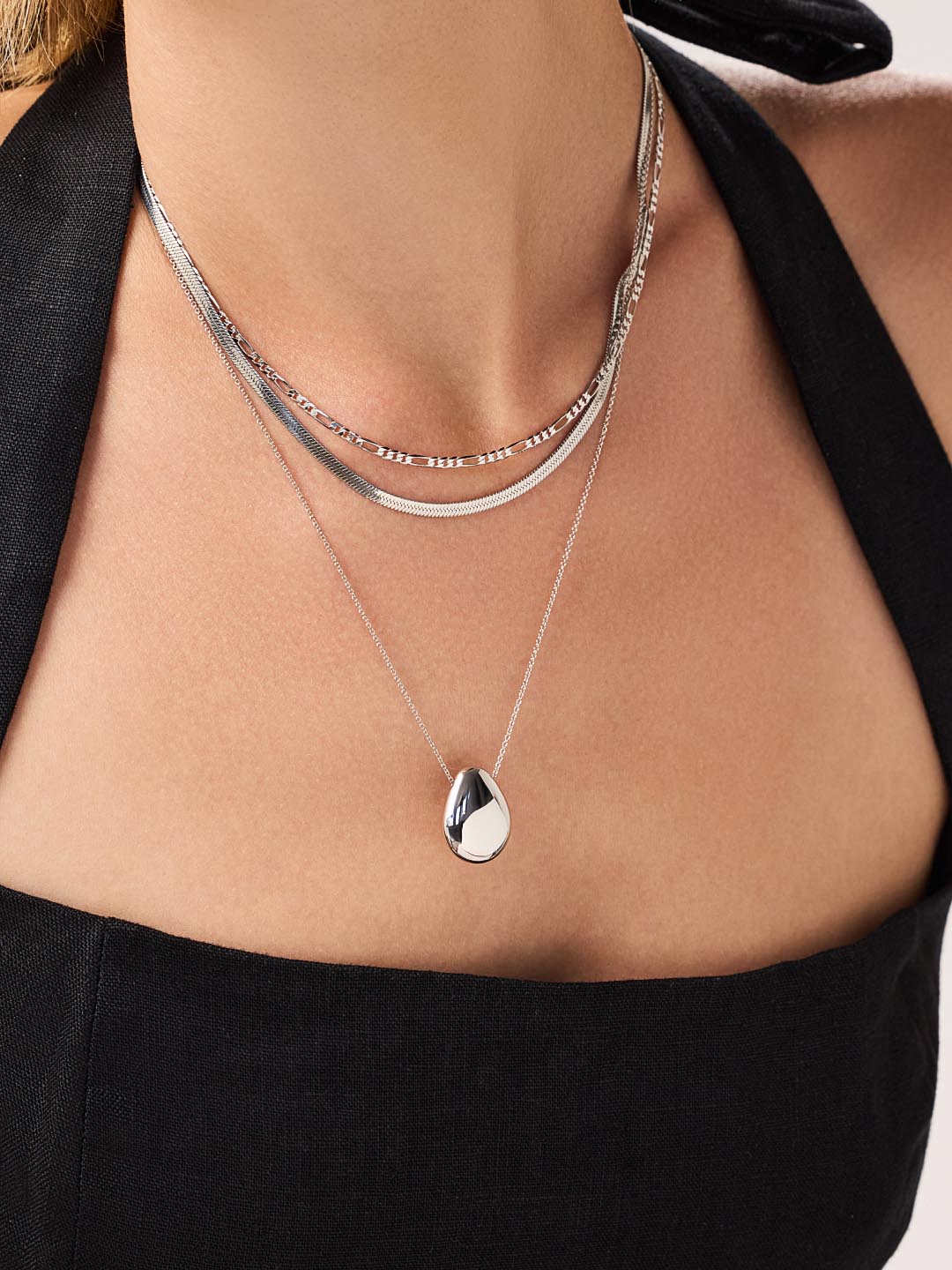 Silver Pendant Necklace - Pebble Silver by MAVERA
