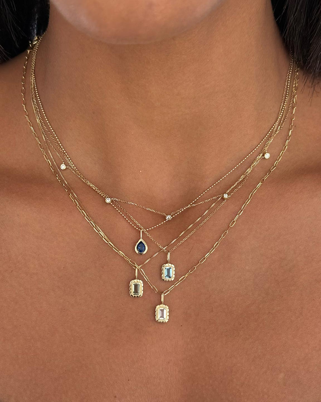 18K gold-plated - Light Blue Sapphire Teardrop Necklace by MAVERA